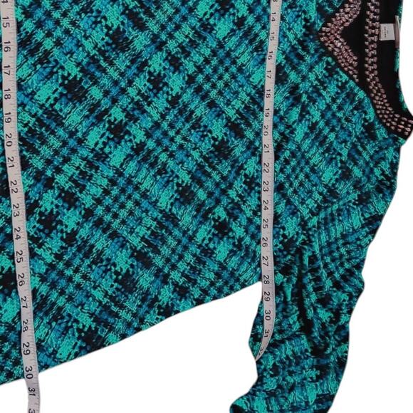 CATHERINES Dress Plus 3X Teal Green Blue Black Career Dressy Office Travel Event - Picture 7 of 10